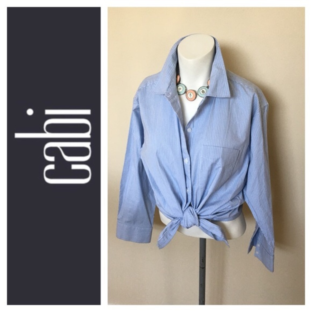 CAbi cross button 3/4 sleeve blouse